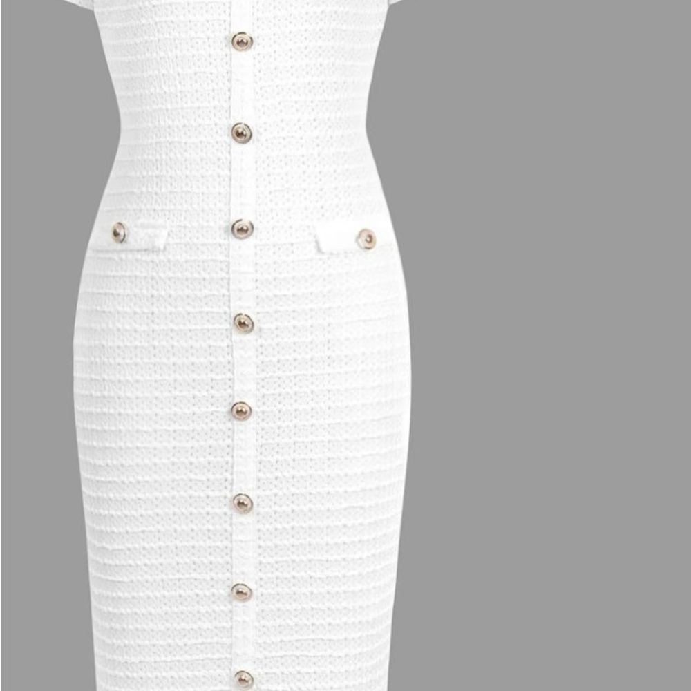 Elegant White Button-Down Dress